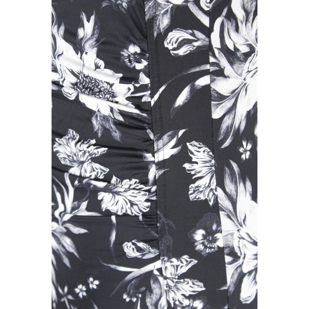 Nip Tuck Slimming Swimsuit size 10 Black Floral Runched Bandeau One Piece - Picture 12 of 16